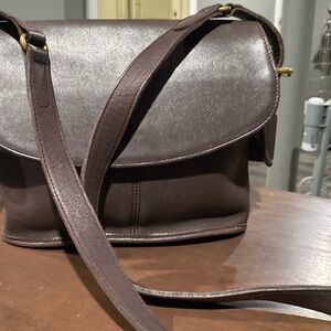 Vintage Coach Equestrian Brown Leather Crossbody Bag Purse